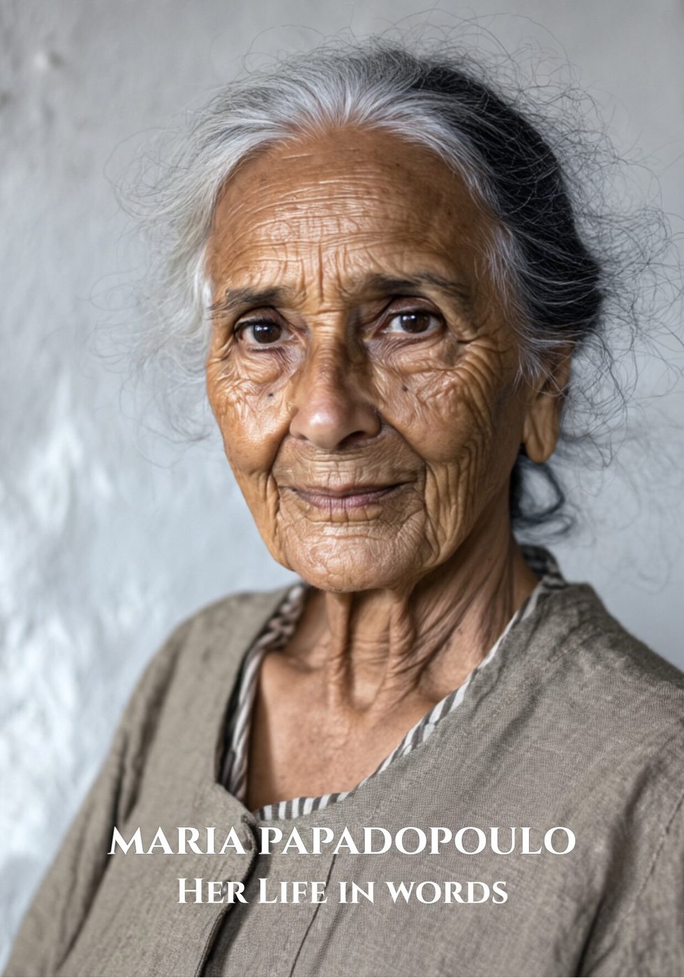 Cover of the Maria Papadopoulou archival flipbook biography, Her Life in Words