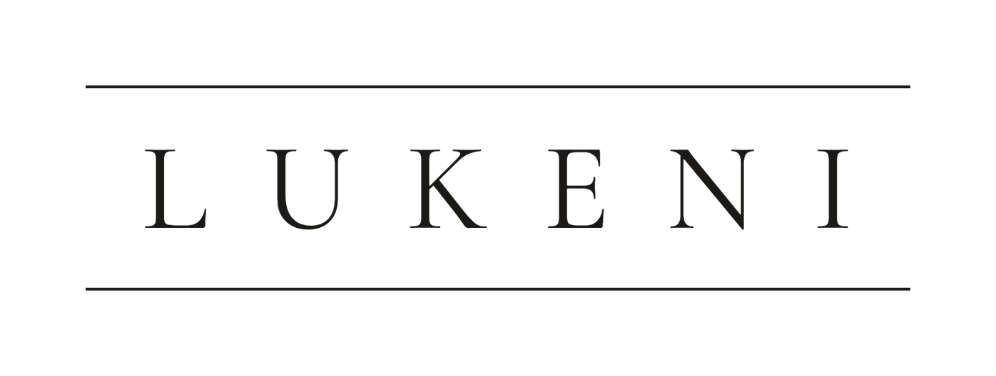 Lukeni wordmark, black, rules above and below