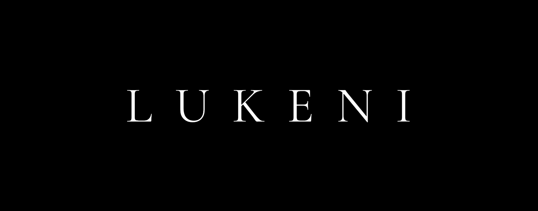 Lukeni wordmark, white, on black