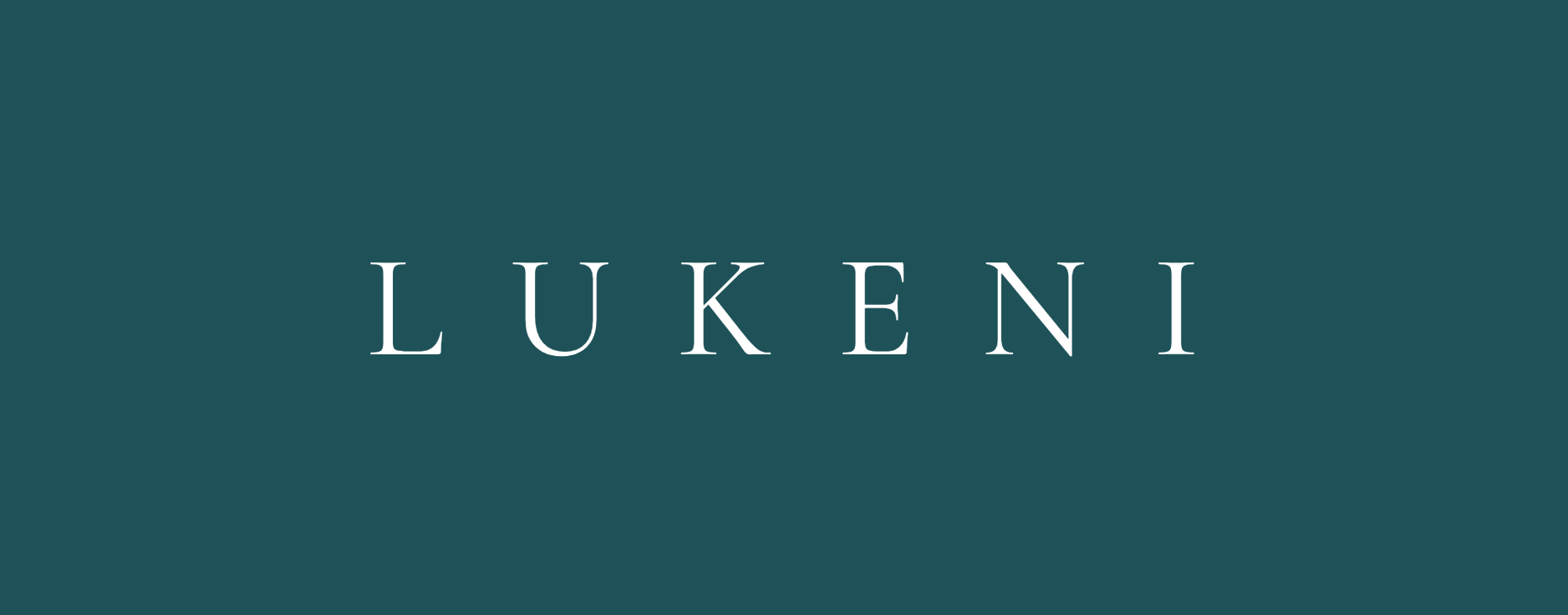 Lukeni wordmark, white, on green